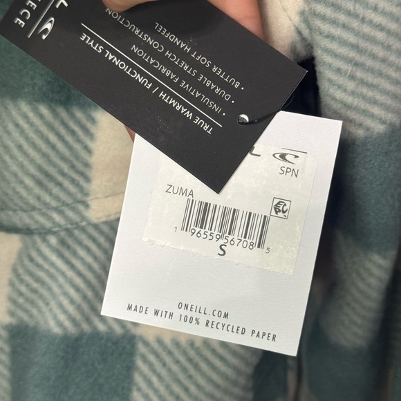 O’Neill Women’s Small Zuma Superleece Flannel Shirt Silver Pine - Picture 4 of 8